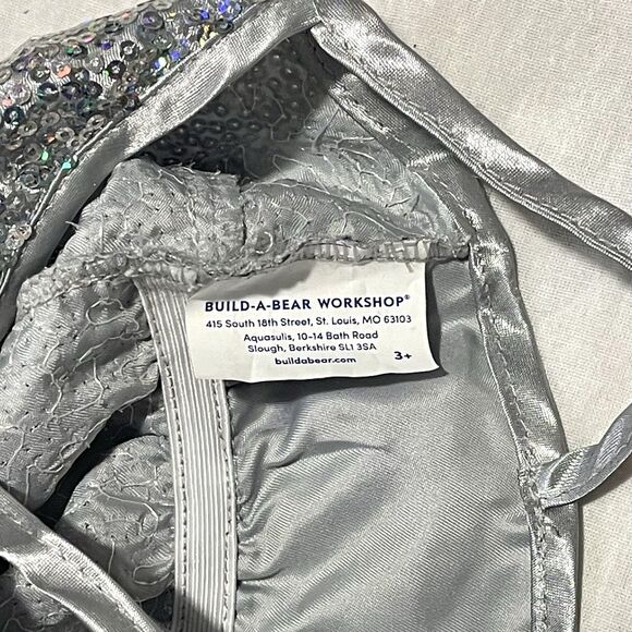 Build a Bear Lot Of 3 Teddy Bear Clothes Silver Romper Blue And Red Dresses - Picture 5 of 14